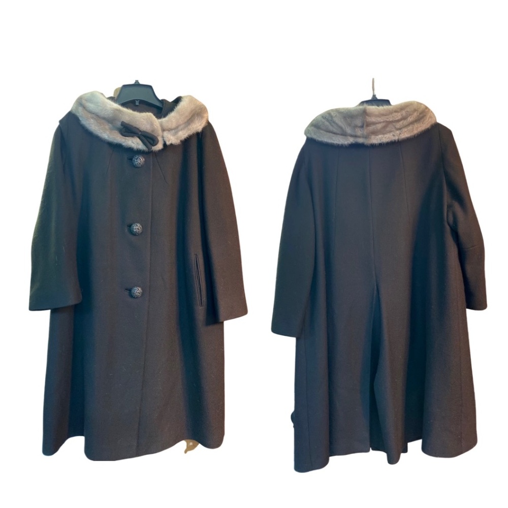 1950’s brown wool long coat Large